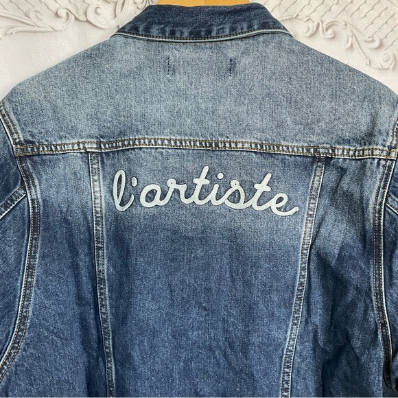 Sandrine Rose FREE PEOPLE “Not Yours” l’artiste Denim Jacket Women’s Medium New - Picture 5 of 7
